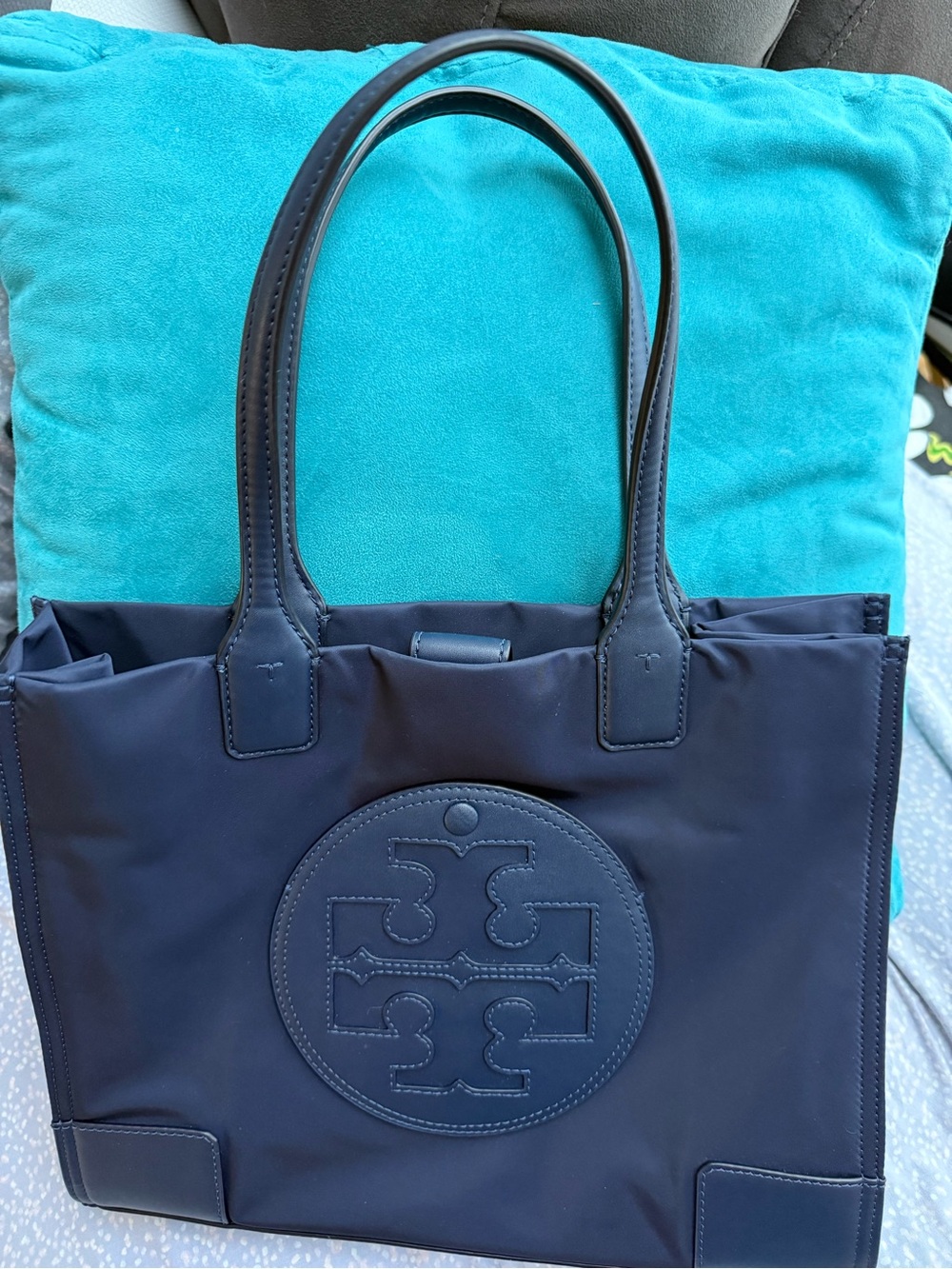 Tory Burch Navy Logo Tote